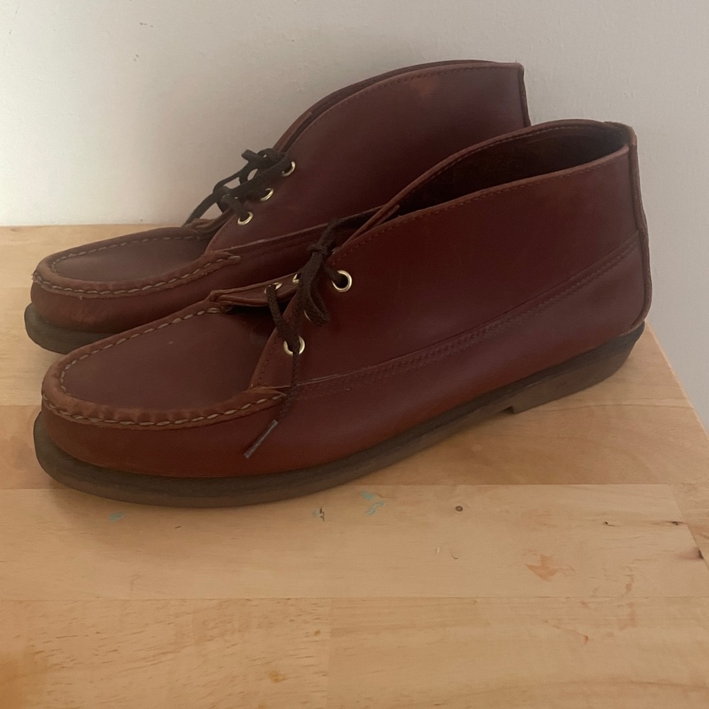 Men's Brown Leather Chukka Boots - Classic Lace-Up Moc Toe